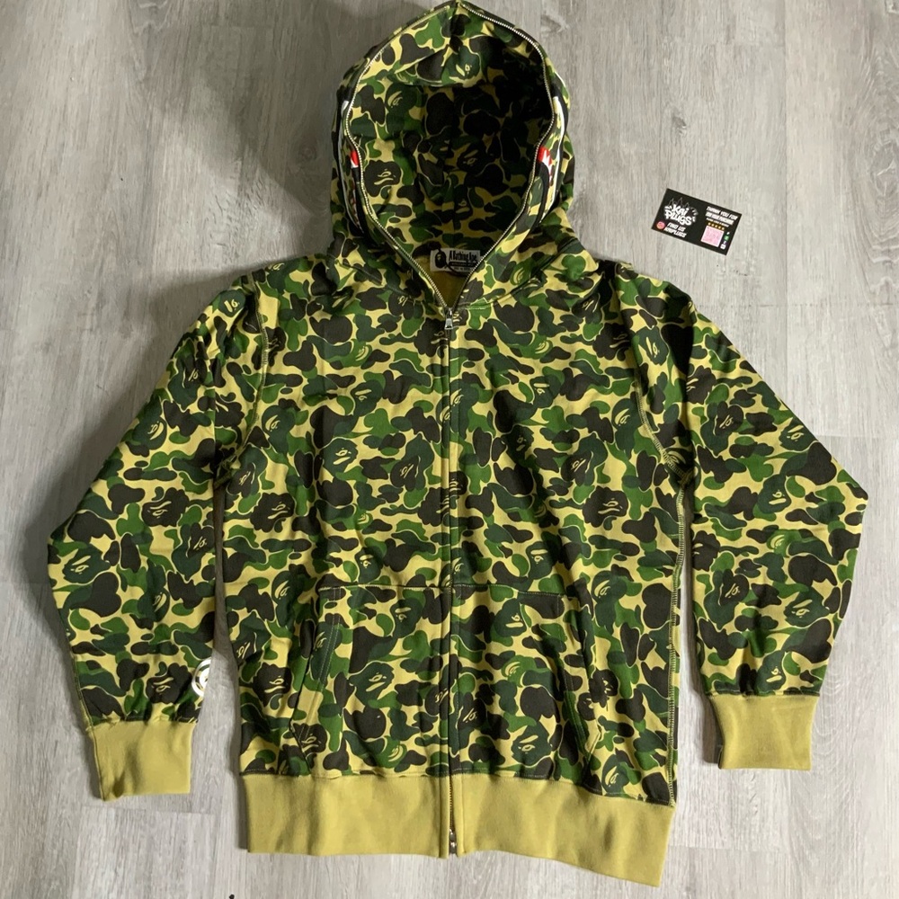 A Bathing Ape Shark Hoodie - Green Camo - Picture 4 of 8
